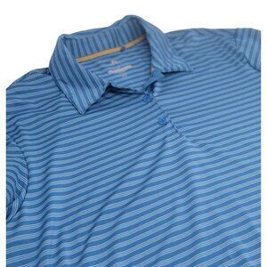 Adidas Golf‎ Polo Shirt Size Large Blue Striped Short Sleeve Performance